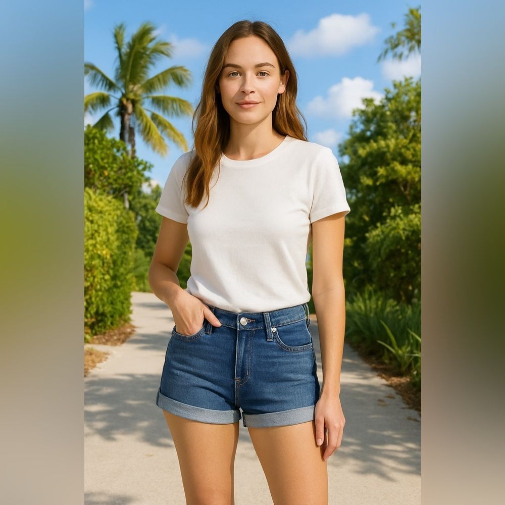 Gap Mid Rise Denim 3" Shorts With Washwell summer travel vacation womens 24